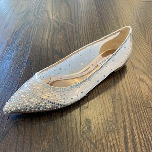 Badgley Mischka Mesh Crystal Closed Toe Flats